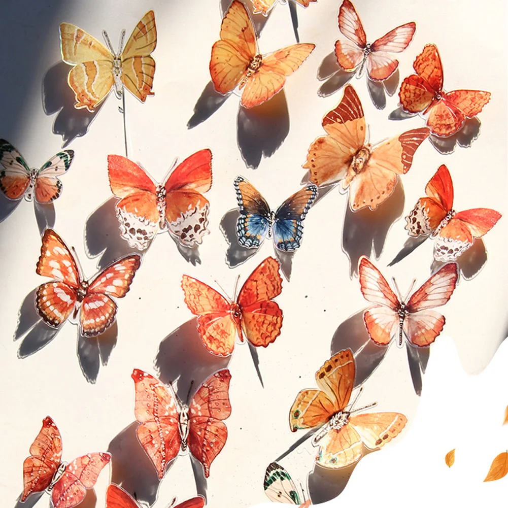 24 Pcs Autumn Butterfly Wall Stickers Butterflies Room Decoration Self-adhesive Home Mural For Wedding Party DIY Decor 3D Decals