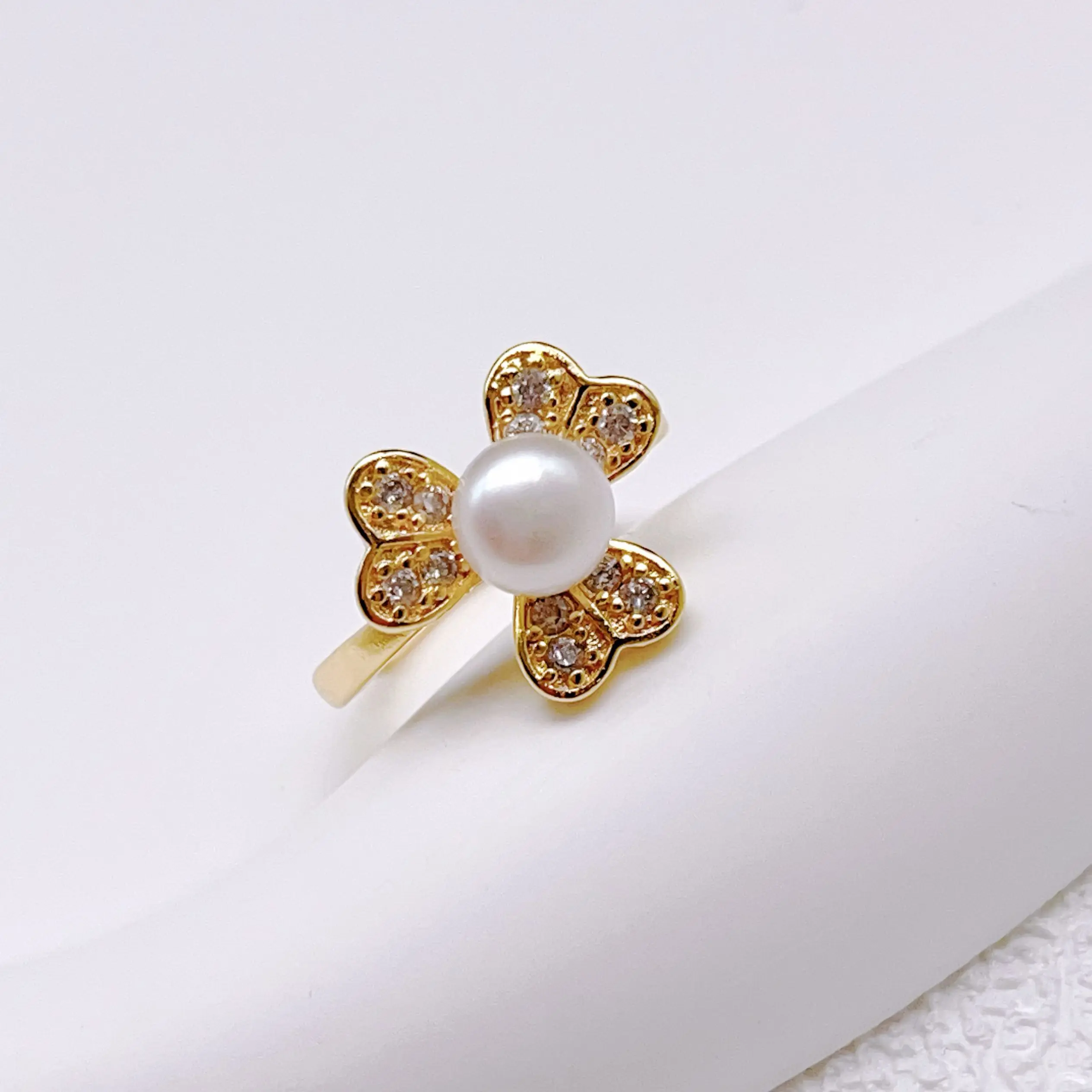 Natural freshwater pearl ring for women, Korean fashion sunflower open finger ring for women's Unusual accessories