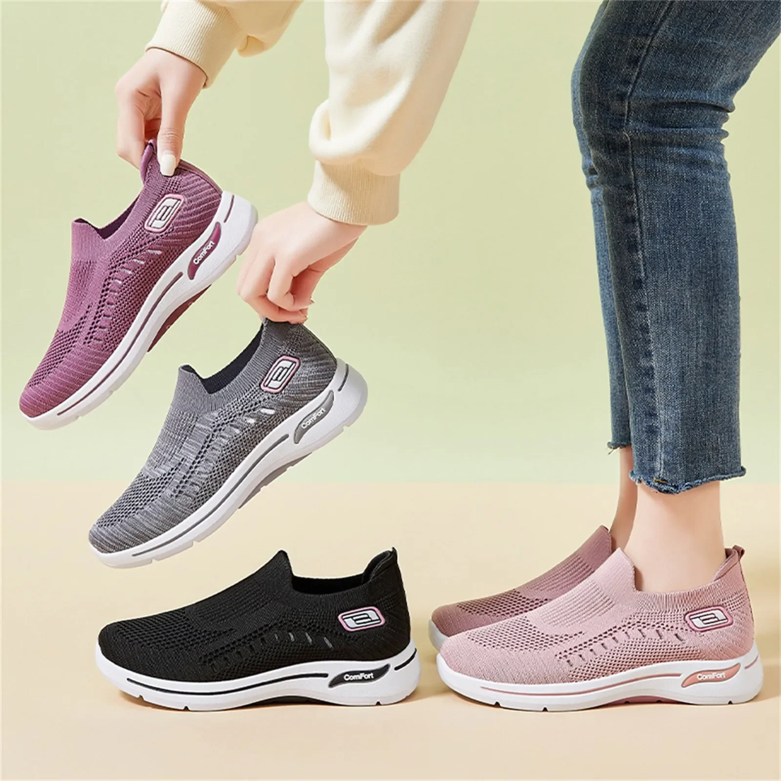 Sneakers for Women Pink Casual Sports Shoes Running Flats Breathable Outdoor Light Weight Walking Sneakers Fashion