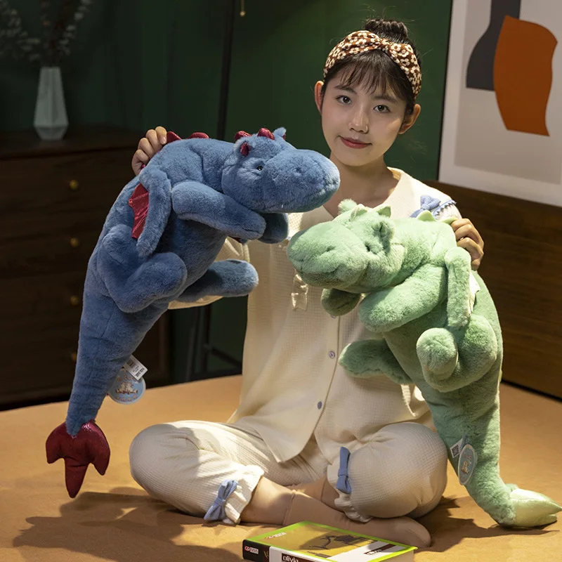 Jouets en peluche dragon volant couché mignon, dinosaures animaux Kawaii, oreiller en peluche, poupées douces pour bébé, cadeau d'accompagnement pour enfants, 90 cm, 110cm, 1 pièce