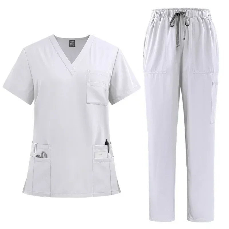 New Classic Nurse Scrubs Set Men Nurse Accessories Medical Uniform Surgical Dental Clinical Top Pants Lab Workwear Clothes