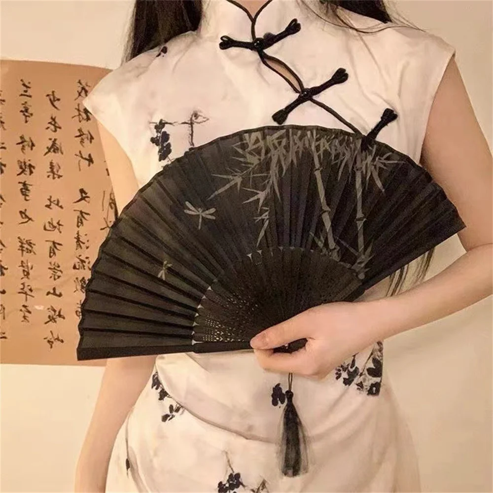 Bamboo Antique Folding Fan Chinese Style Fan Summer Female Dance Fan Portable Elegent Flower Hand Held Fan Exquisite Gifts