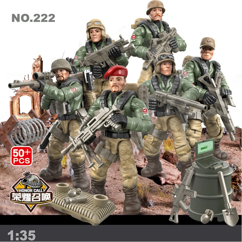 Modern Military Doll Model Build Mega Block WW2 Wild Wolf Special Forces Army Acation Figure Brick Assemble Toy With Weapon