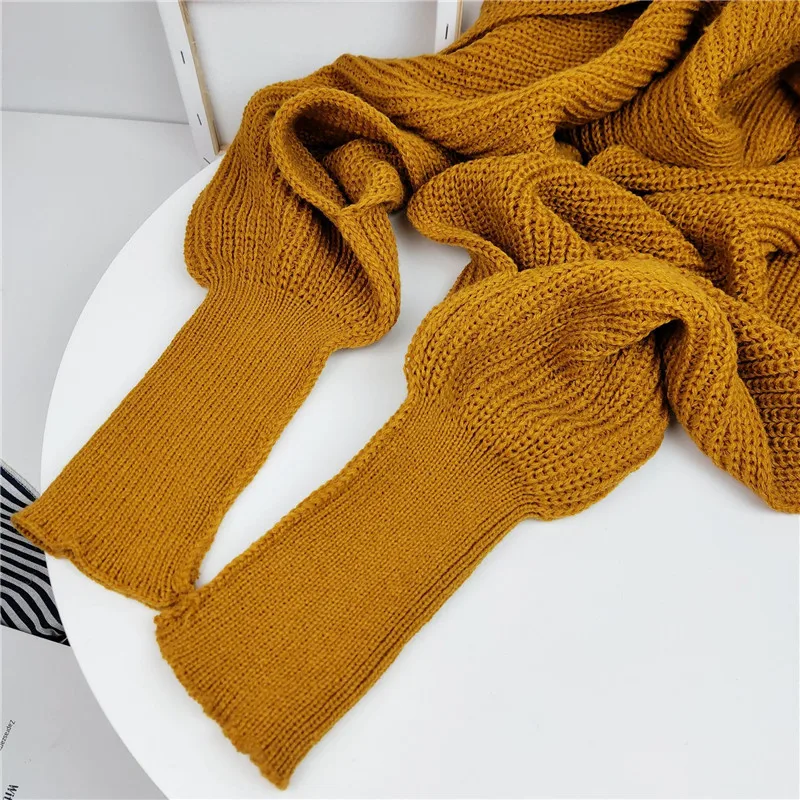 Women Scarf Poncho Women Scarves Womens 2024 Winter Fashion Women Knitted Long Sleeve Wrap Shawl Scarf Echarpe Femme Hiver