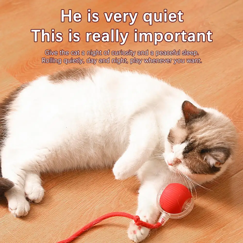 

Cat Interactive Ball Toys Automatic Rolling Ball Faux Tail Rechargeable Smart Pet Electric Toy Dog Cat Training Imitate Mouse