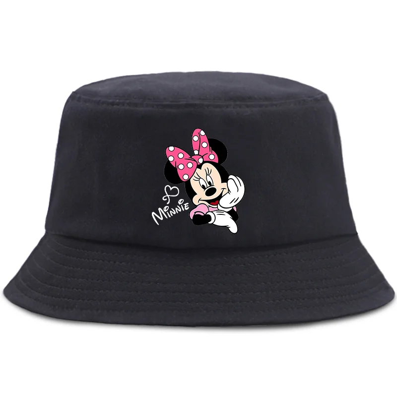 Anime Mickey Minnie Mouse Printed Fisherman Hat Cute Cartoon Mickey Basin Hat Autumn Summer Beach Sun Shade Hat Girl Gift