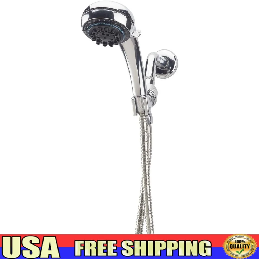 

8 Function Handheld Shower Head with 60 Inch Stainless Steel Hose Massage Rain Pulse Spray Bracket Leakproof Design Clog