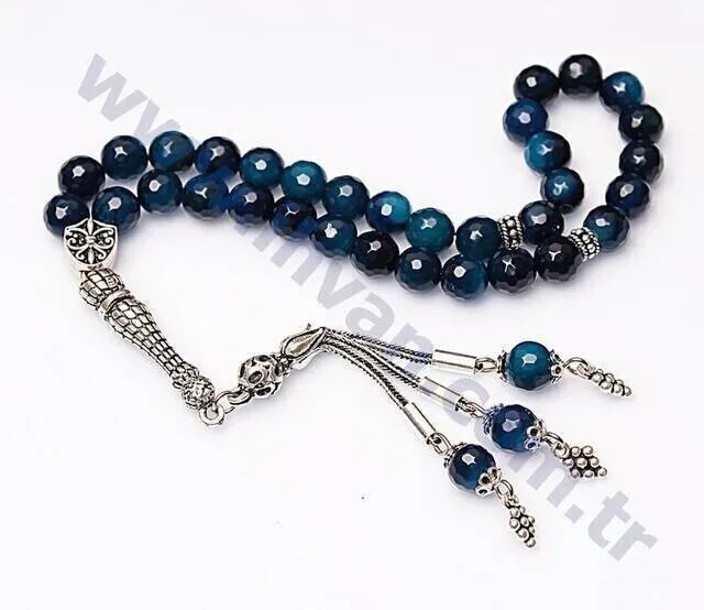 

IQRAH Agate Stone Rosary (925 SETTING SILVER Fasetler)