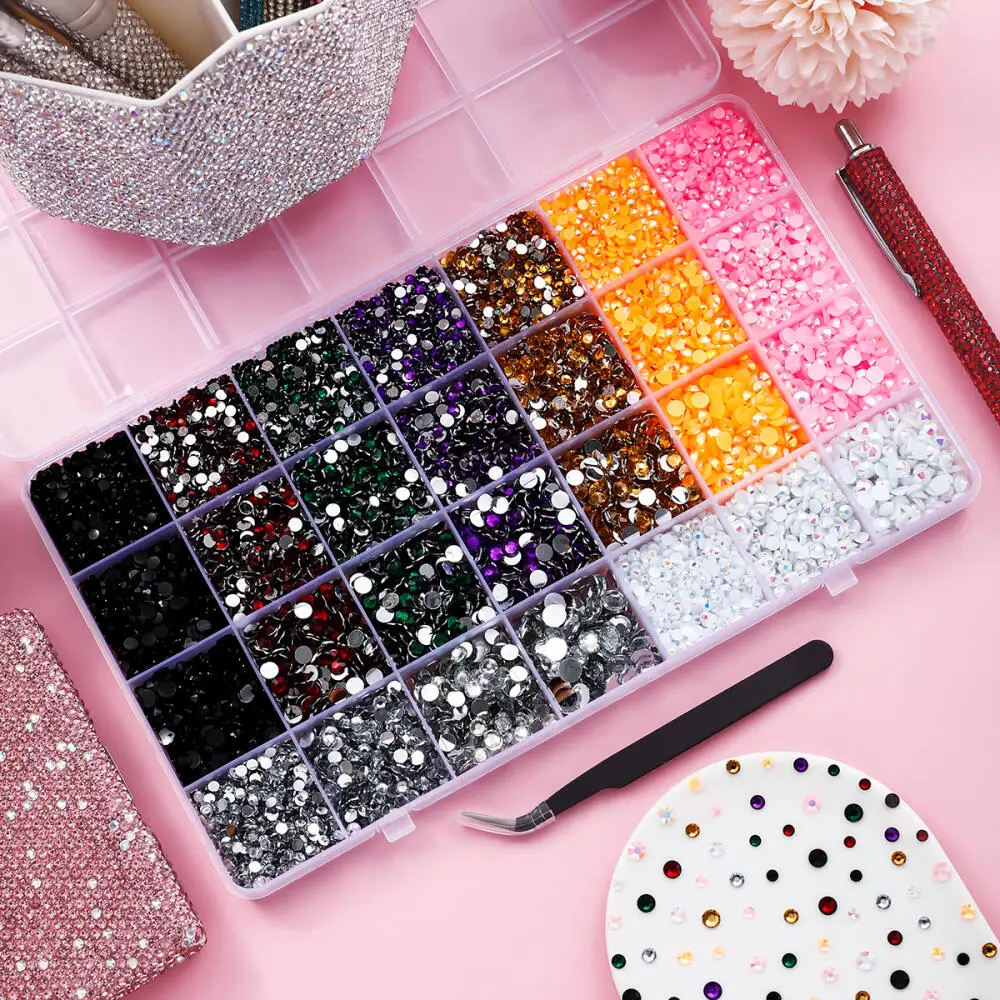 1Box 3/4/5mm Shiny Semi-circular Resin Nail Rhinestones Jewelry Colorful AB Jelly Flatback Christma Series Nail Rhinestones DIY
