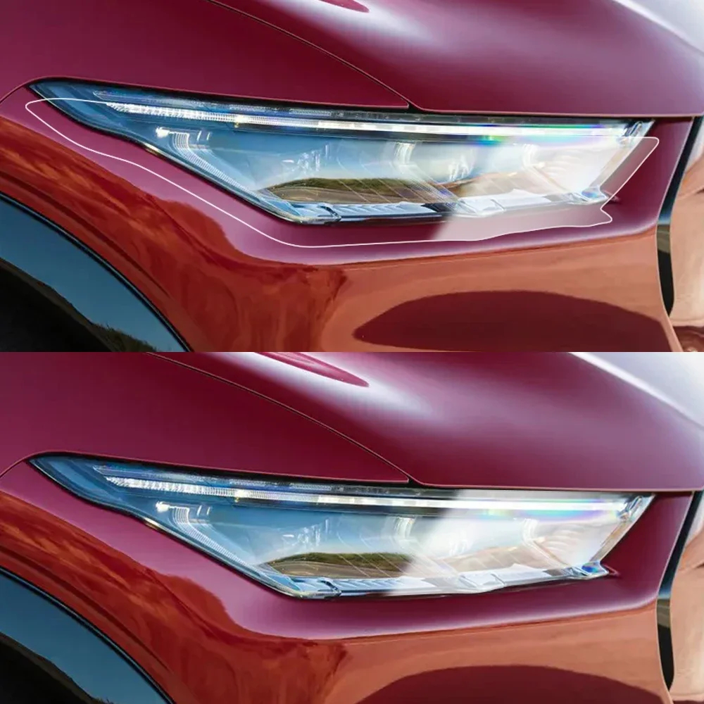 For Ford Mustang Mach-E 2021-2023 TPU PPF High-Gloss Smoke Black Pre Cut Car Headlight Protective Film Anti-Scratch Vinyl Film