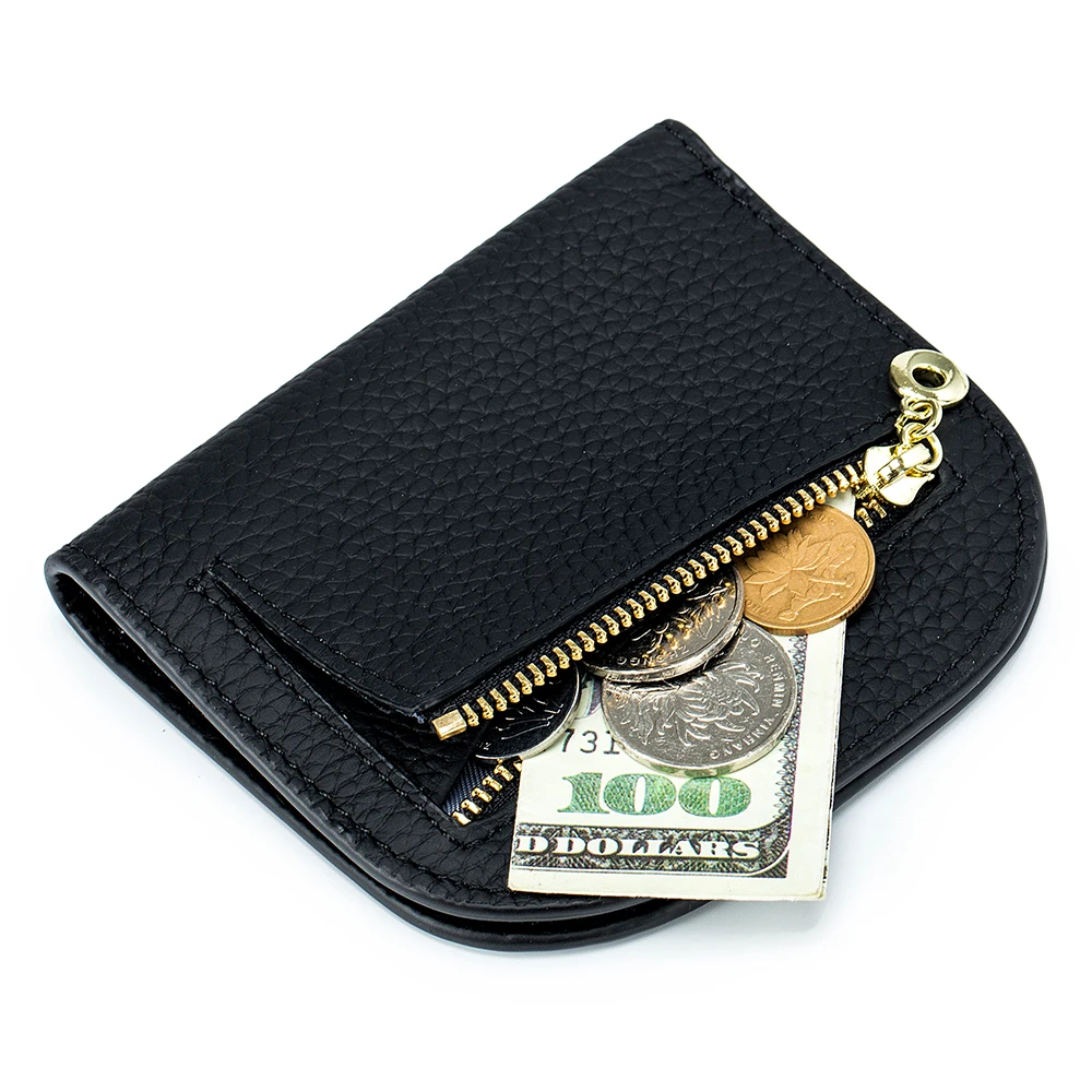 100% Cowhide Genuine Leather Short Wallet Women Multi Card Holder Multi-functiona Women's  Purses Bifold Small Coin Purse