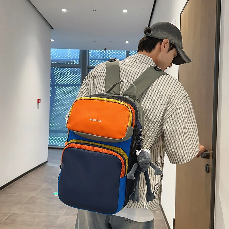 حقيبة ظهر للسفر من قماش النايلون المقاوم للماء، حقيبة ظهر متعددة الوظائف ذات سعة كبيرة على شكل جبل خفيف #4