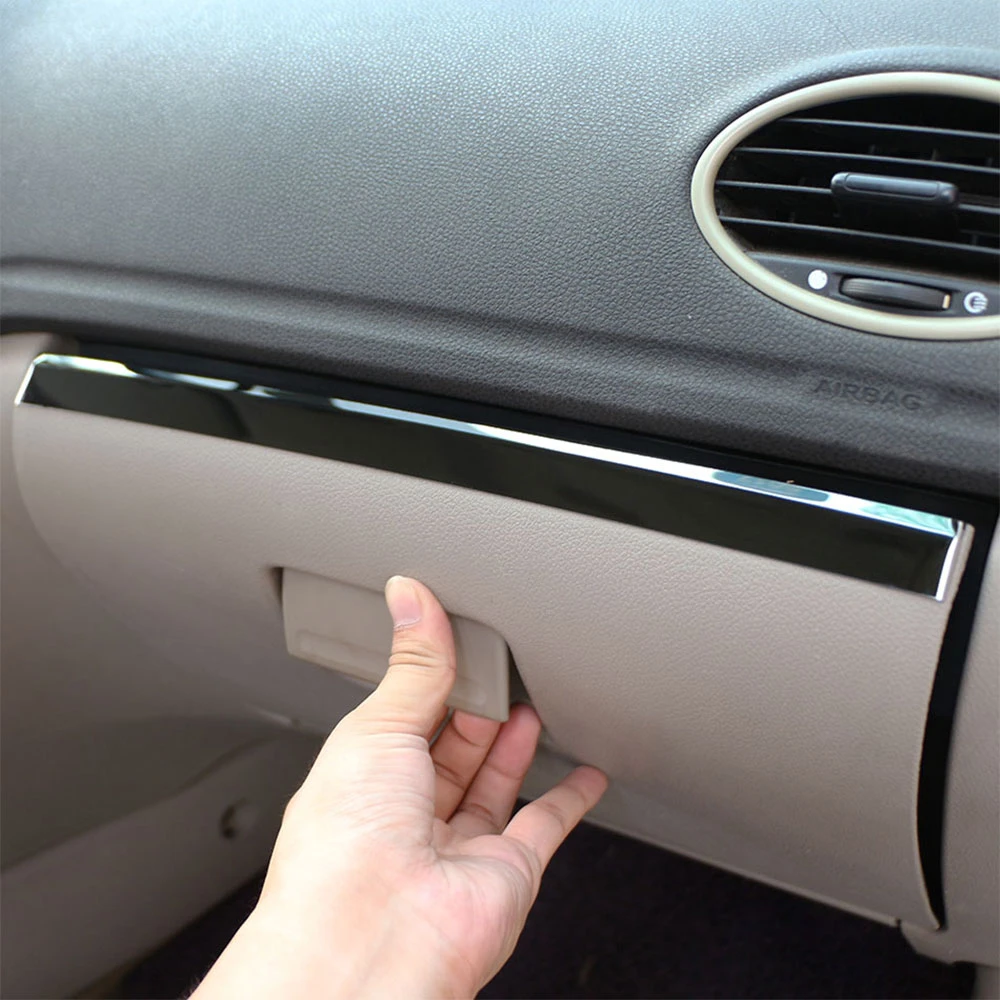 For Ford Focus 2 MK2 2005 - 2011 LHD Glove Box Copilot Storage Sequins Sticker Stainless Steel Trim Car Interior Accessories
