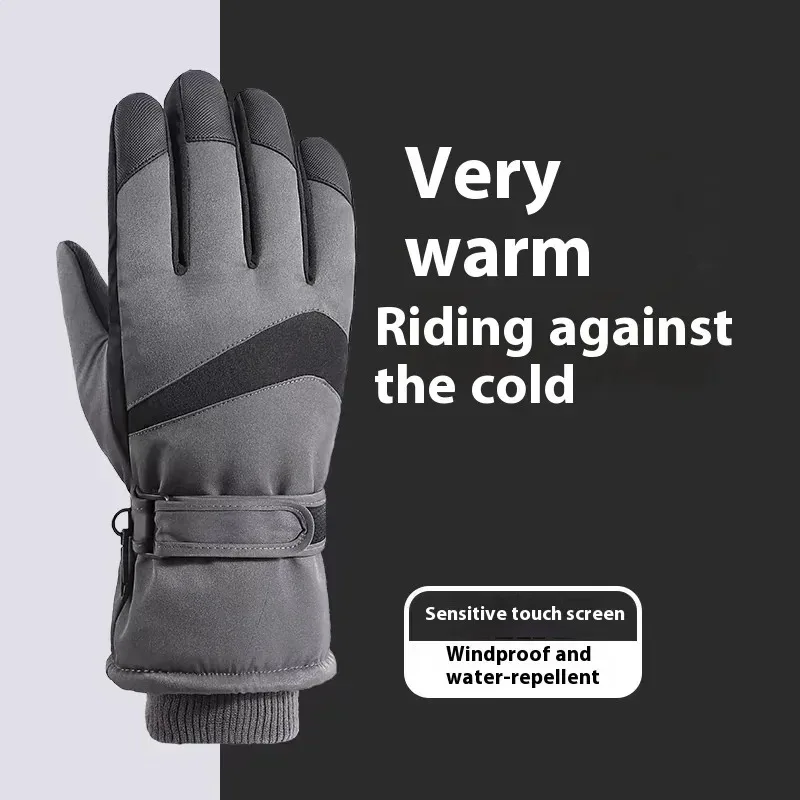 

2PCS Motorcycle Outdoor Sport Skii Touch screen Glove Winter Velvet Thick Waterproof Windproof Rainproof Snow Resistant Glove