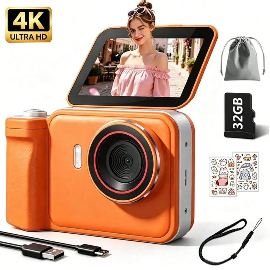4K UHD Digital Camera, 2500mAhBattery, 2.8inch HD Digital Camera, Travel Essential, Point-And-Shoot Camera, Compact Camera, Port