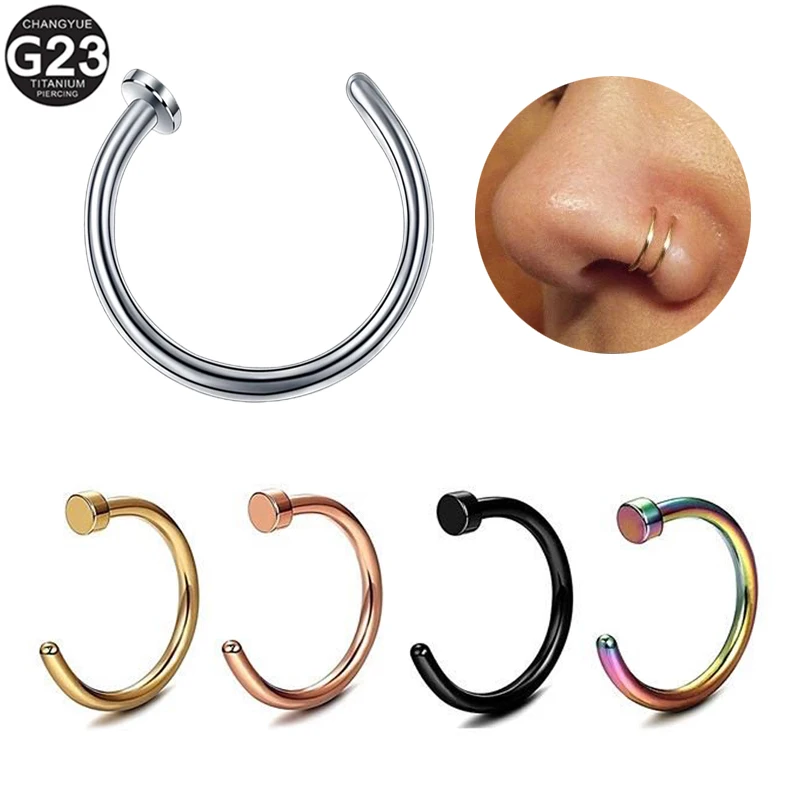 1PC G23 Titanium Piercing Earrings Septum Cartilage Nose Ring Ear Cartilage Helix Tragus Fashion Body Piercing Jewelry 18-20G