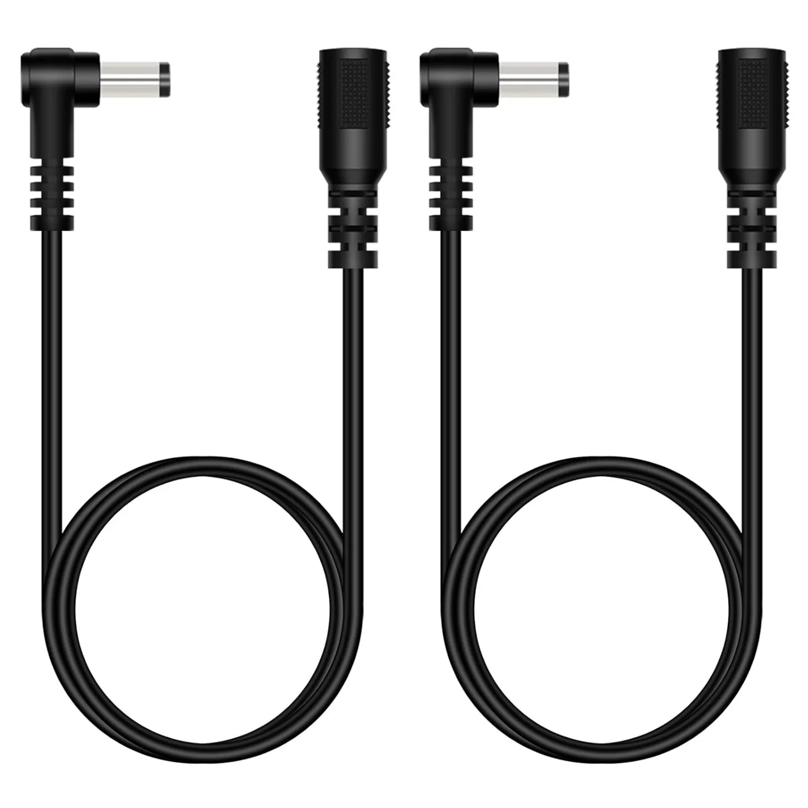 2 Stück 5,5 mm x 2,5 mm DC Power rechtwinklig Stecker auf Buchse Verlängerungskabel Adapter IP-Kamera CCTV-Kameraüberwachung LED-Streifen 3 Fuß