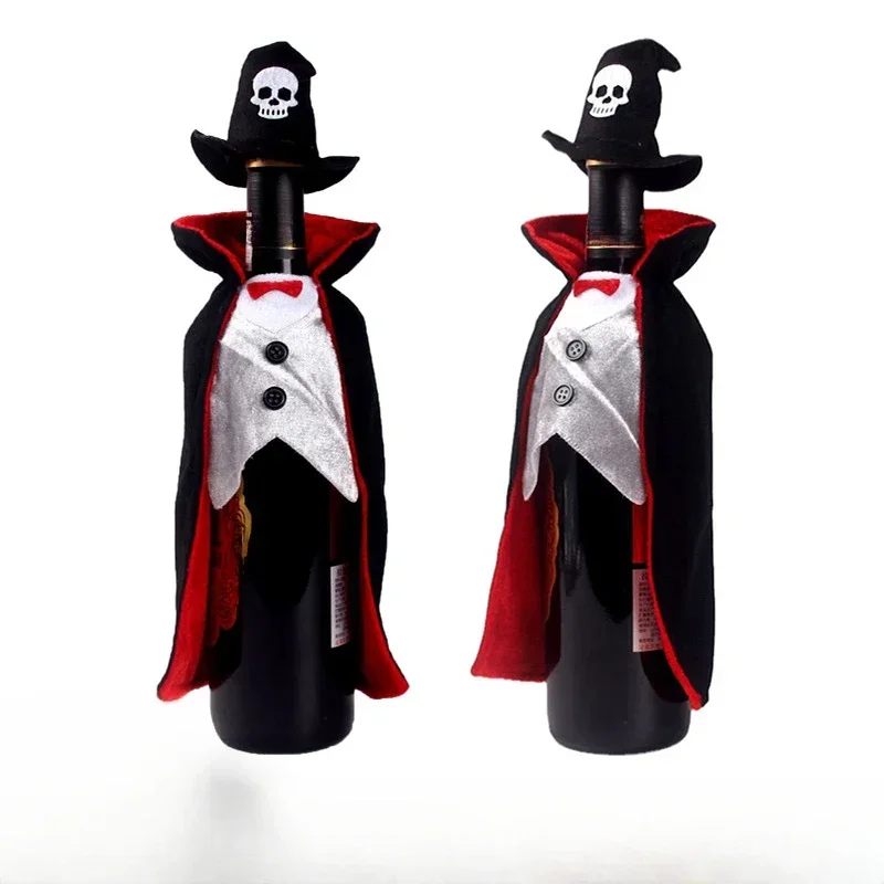 Vampire Cloak Wine Bottle Dress Cover Champagne Bag Dining Table Halloween Potluck Countertop Wine Bottle Halloween Decoration