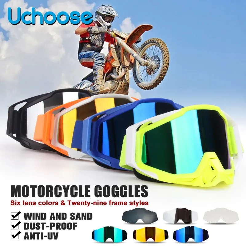 Uchoose New Protective Glasses Motorcycle Outdoor Sports Windproof Dustproof Eye Glasses Ski Snowboard Goggles Motocross Riot