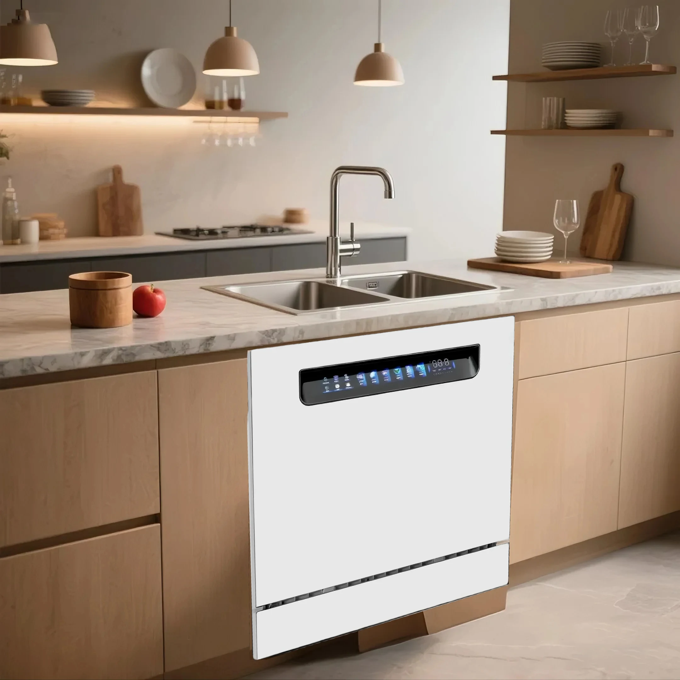 14 Sets Stainless Steel Built-in Dishwasher with PTC Hot Air Drying Automatic Kitchen Appliance