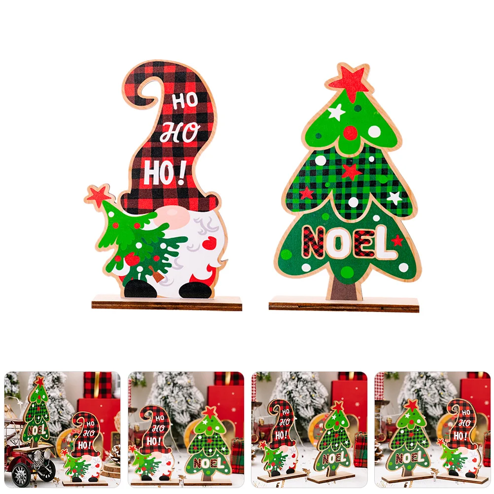 

4Pcs Wood Xmas Element Decorations Christmas Themed Craft Adornments Home Party Festival Table Decor Christmas Decor