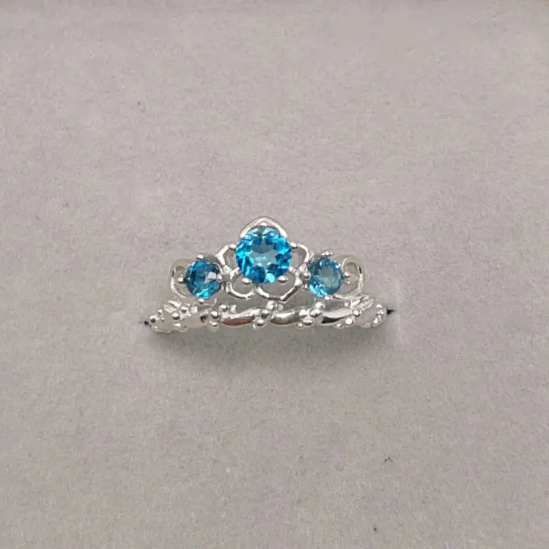 

Dazzling Gemstone Silver Ring Natural Topzaz Ring 4mm 3mm London Topaz Silver Jewelry Gift for Women