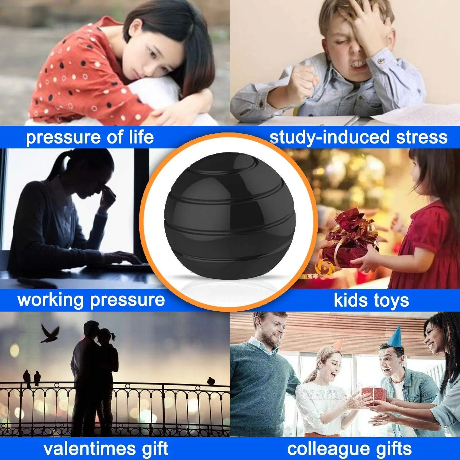 Metal Fidget Spinner Toys,EDC Hand Spinning Top Anti Stress Relief  Antistress Anxiety Fidgeting Toy for Adult Kids Autism ADHD