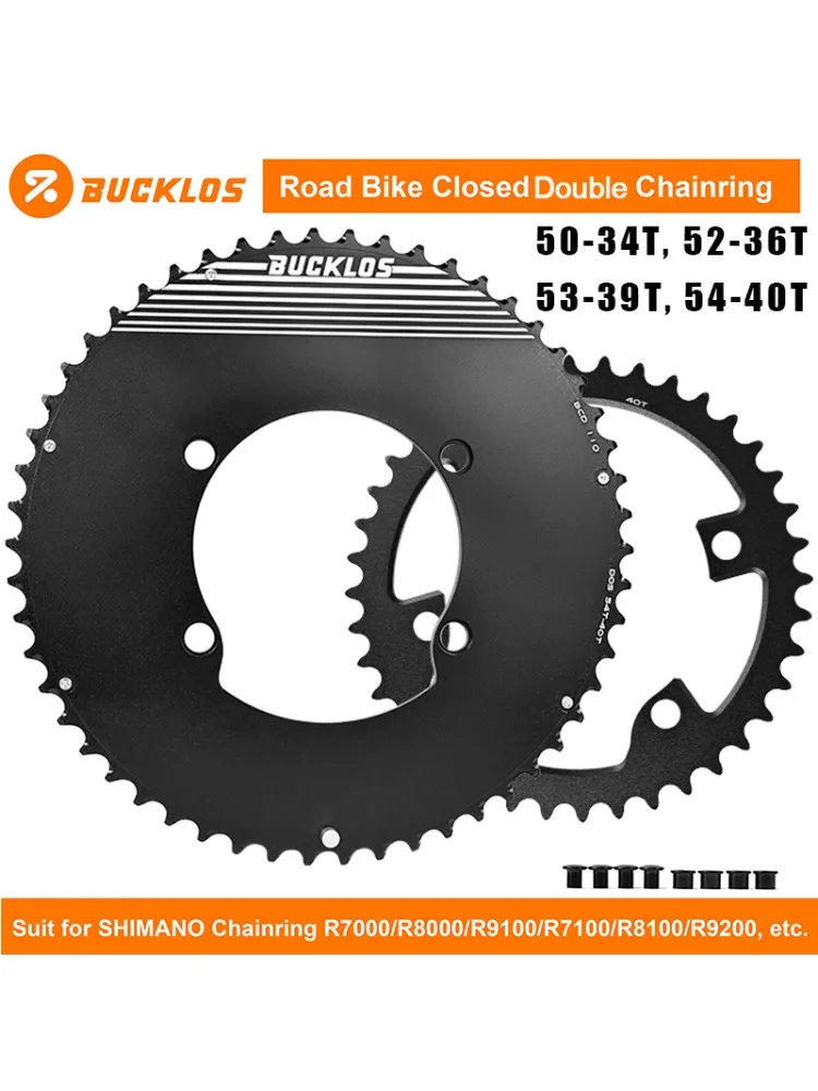 BUCKLOS 110BCD Kettenblatt für R7100 R8100 R9200 geschlossenes Rennrad-Kettenblatt 50-34T 52-36T 53-39T 54-40T 110 BCD Krone für Shimano