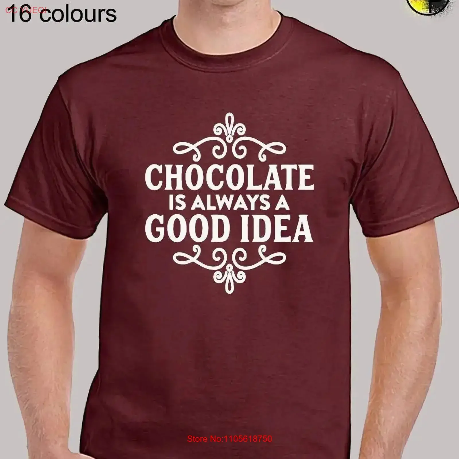 Camiseta para hombre con estampado de chocolate, unisex, divertida, con chiste, eslogan, cita, regalo para amantes del dulce