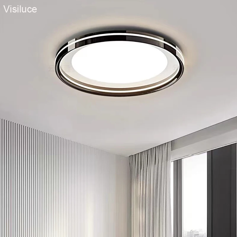 Remote Control Modern Led Ceiling lamp Super Bright Black Round Aluminum For Living Room Bedroom Balcony Ceiling Lights Fixture