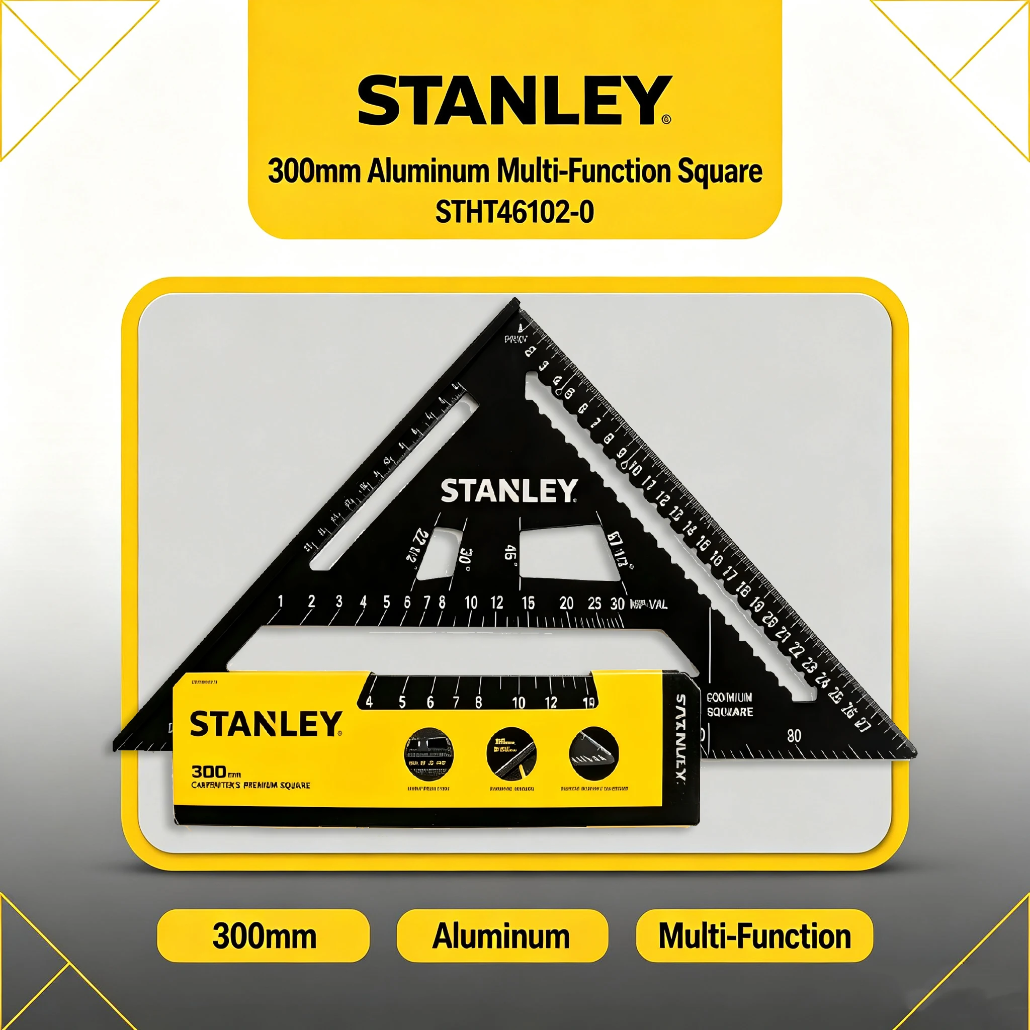 STANLEY STHT46102-0 FATMAX 300 мм алюминиевый профессиональный угольник для разметки каркаса крыши и направляющая для пилы