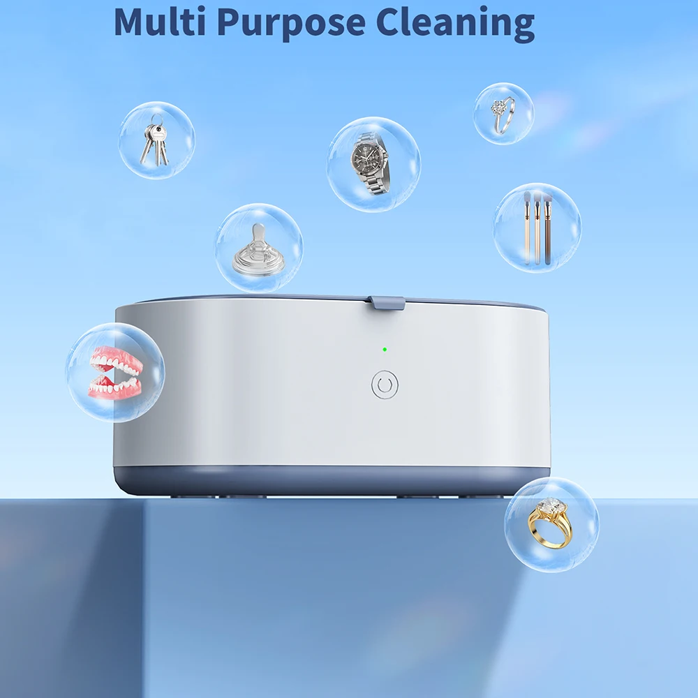 Household Jewelry Ultrasonic Cleaner 600ML Ultrasonic Glasses Jewelry Cleaner 46KHz High Dentures Retainer Cleaning for Glasses
