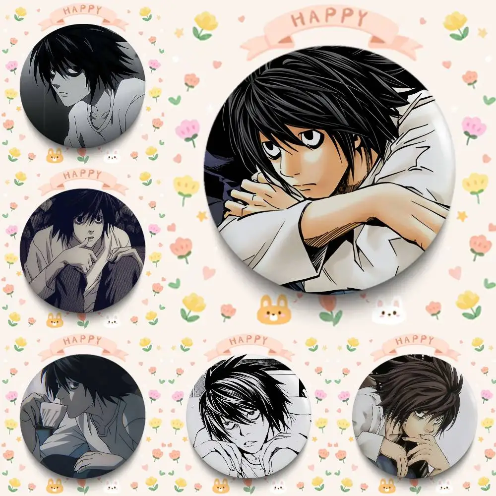1pc Cartoon Character L Lawliet Badges Button Round Creative Pin Brooch Badge Bag Decor Accessories Fans Collect Friends Gifts