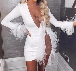 y2k dress Women's Clothing Spring 2024 Round neck plume slim fit long sleeves dresses Sweet and fresh skirt female streetwear
