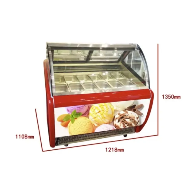 Professional Manufacturing Commercial Gelato Ice Display Cabinets Freezer Case Showcase