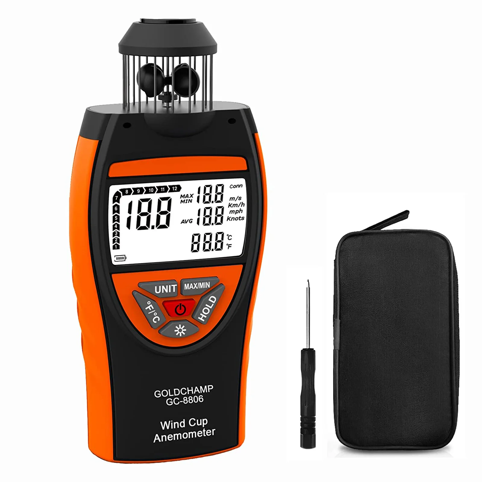 

3-in-1 Wind Speed Anemometer 0.8-150km/h, High-Precision Wind Temp/AVG Meter with Compass & Data Logging, IP65 Industrial Wind