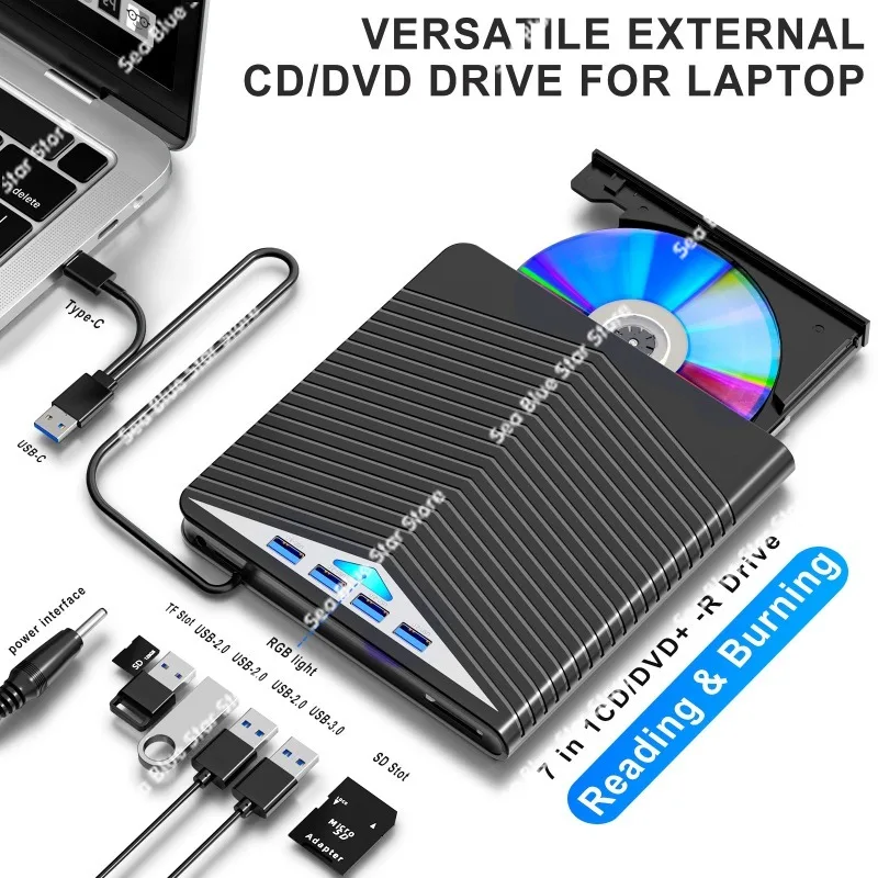 New blu-ray multi-function high-speed usb/typec external dvd notebook mobile computer desktop burning optical drive