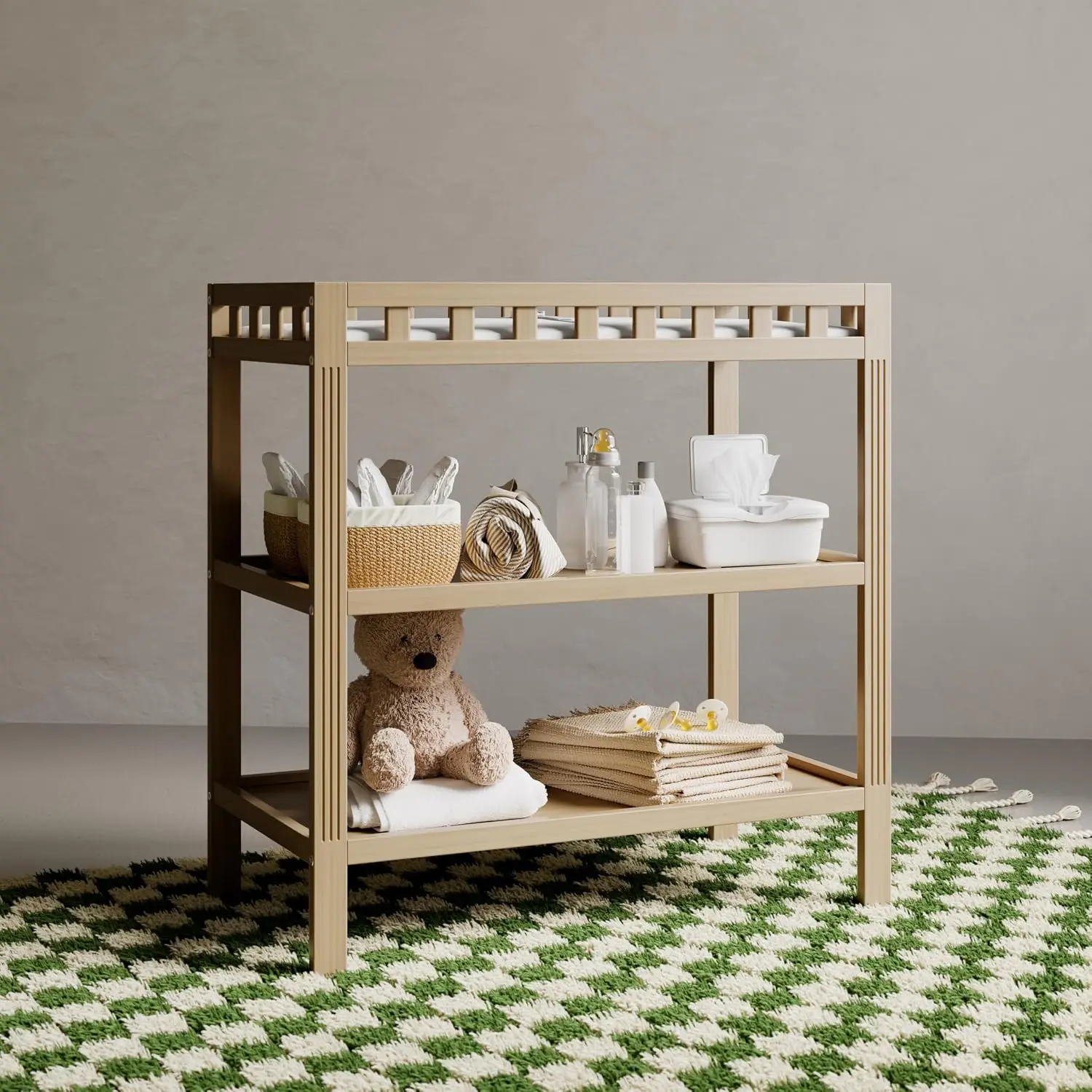 Storkcraft Morningside Changing Table (Driftwood) – GREENGUARD Gold Certified Baby Changing Table, Includes Waterproof Diaper Ch