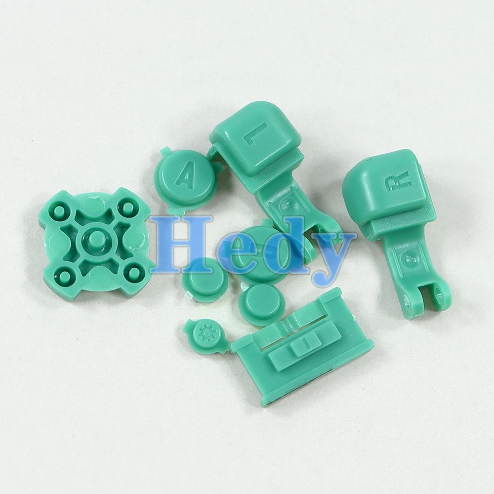 Juego de 50 teclas de botón de repuesto para GameBoy Advance SP GBA SP, juego completo de botones R L A B d-pad, color sólido, translúcido y transparente