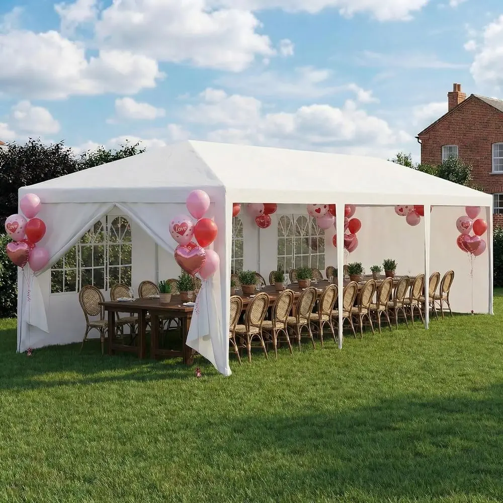 

Large Outdoor Party Tent with 8 Removable Sidewalls, Waterproof Shelter for Backyard Weddings and Events