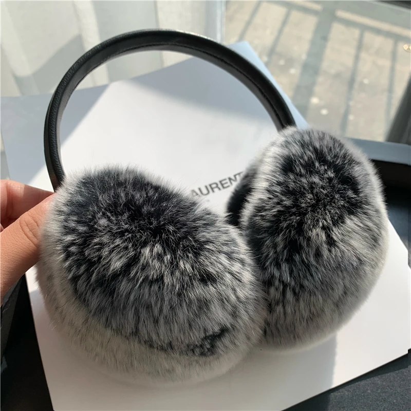 Rex Rabbit Fur Earmuff Women\'s Autumn and Winter Warm Earmuffs Earmuff Real Fur Ear Cover Ear Warmer Ear Muffs Winter