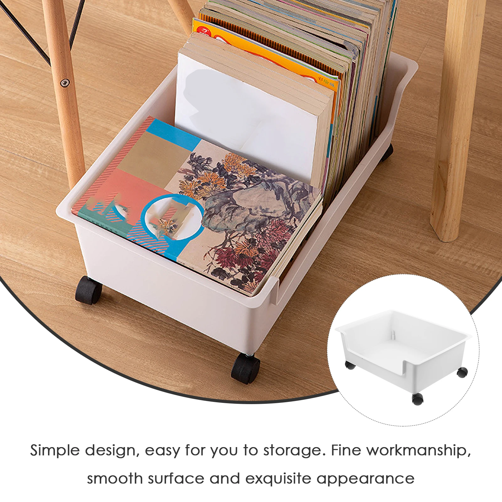 

1pcs Wheeled Bookcase Storage Boxes Classroom Desk Organizer Crate Homework Bins Books Plastic Container Storage