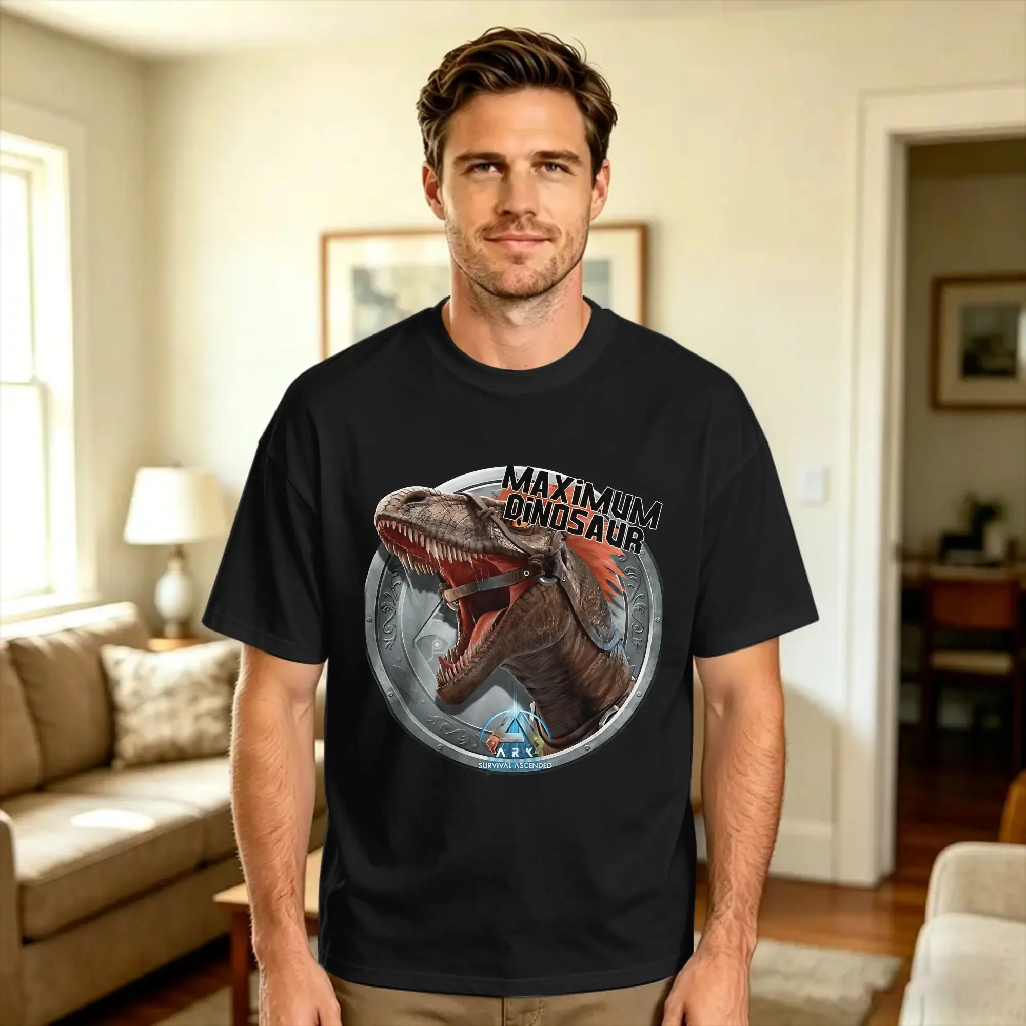 ARK Survival Ascended Maximum Dinosaur T-Shirt  Hippie T Shirts Short Sleeve Vintage Tops Summer Cotton 4XL 5XL 6XL Top Tees
