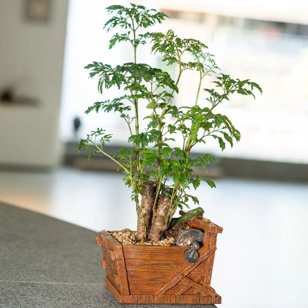 

Indoor Retro Threshing Machine Ornaments Vintage Decor Flower Pot Table Decoration Resin Shape Planter