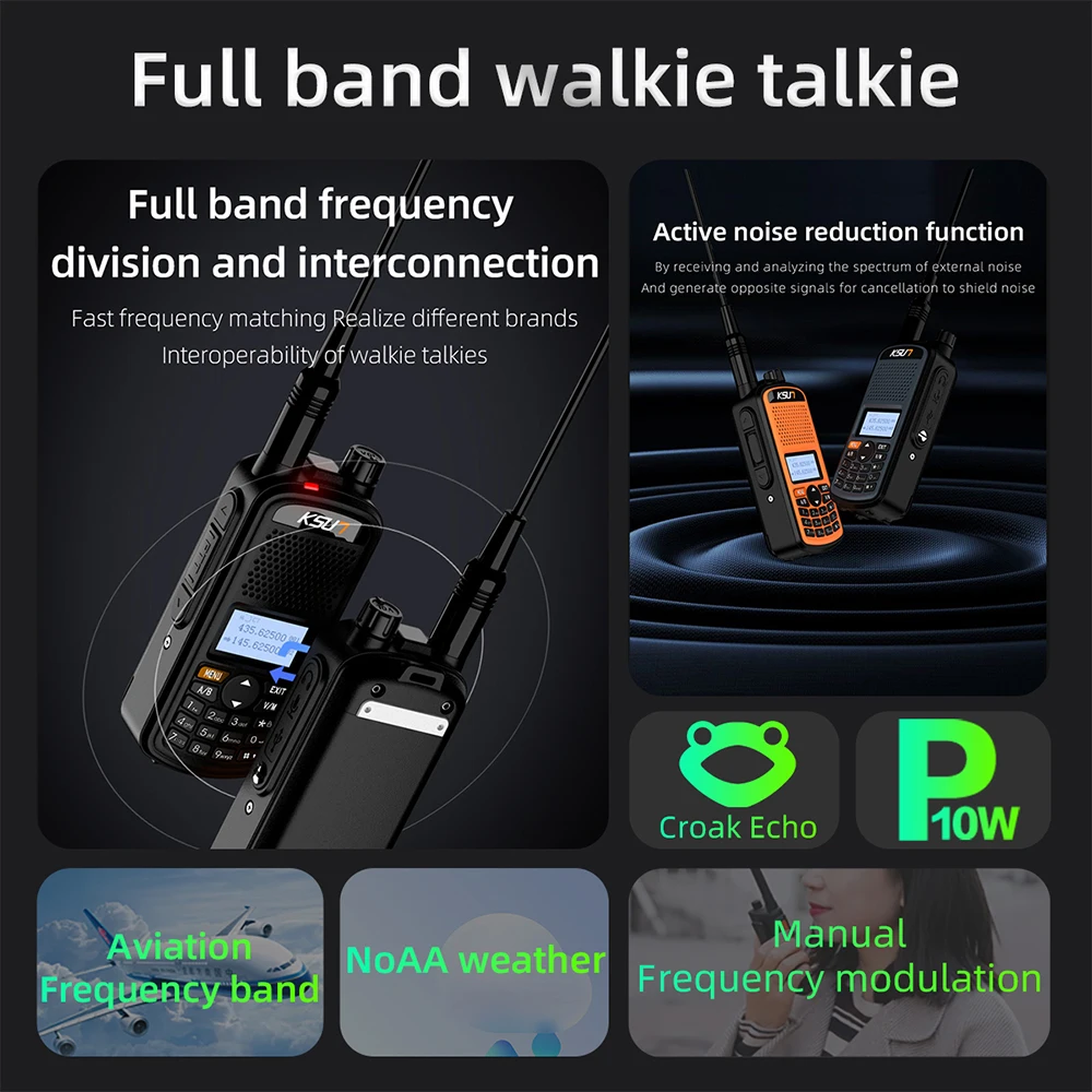 UV70P IP68 NOAA UV Dual Band 144-520MHz GPS HAM FM Radio air Band Transceiver Long Range Flashlight Walkie Talkies