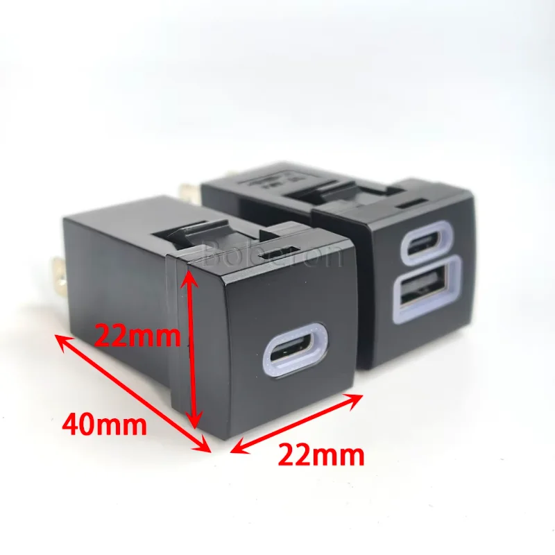 1Pc Car USB QC3.0 Type-C Charger Socket Fast Charge Phone Charging Adapter for Toyota Camry prado Hiace Corolla 2019 Hilux 2020