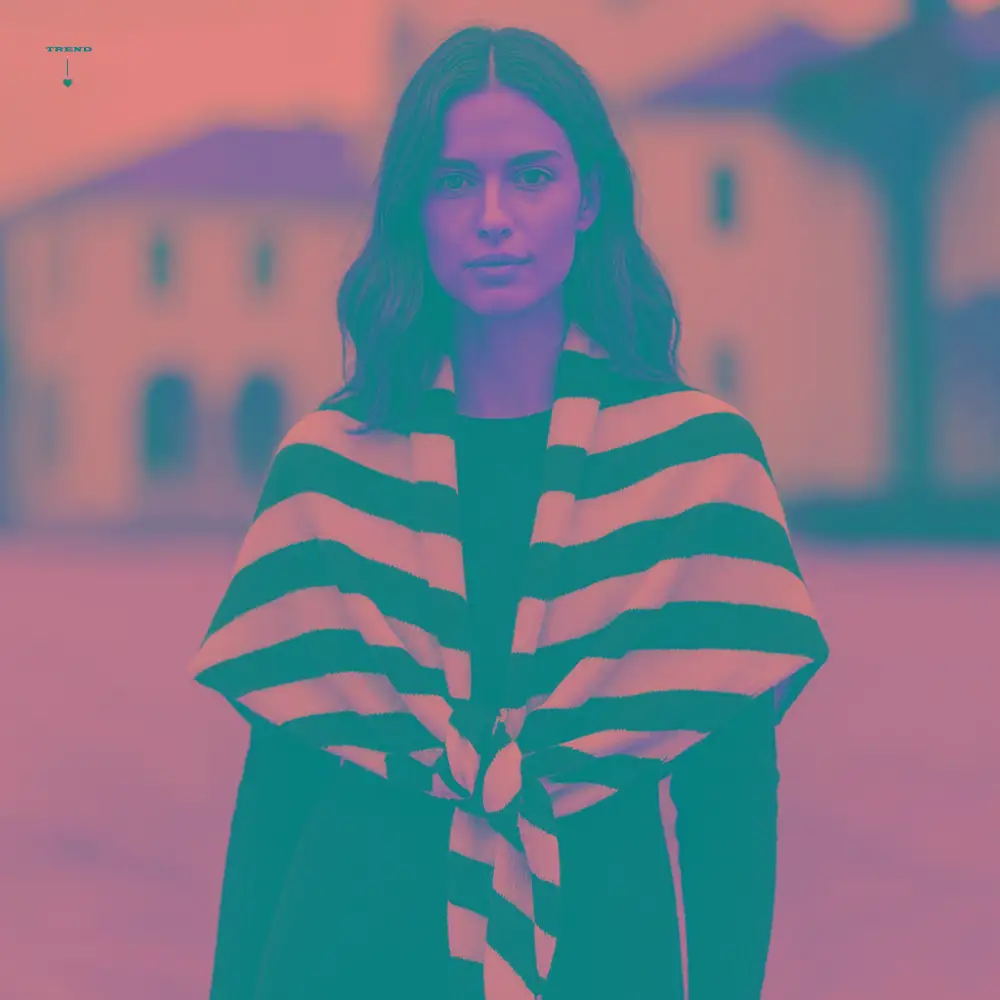 

Модный полосатый шарф в корейском стиле, кашемировый утолщенный вязаный треугольный шарф, теплый ветрозащитный зимний платок, осень-зима