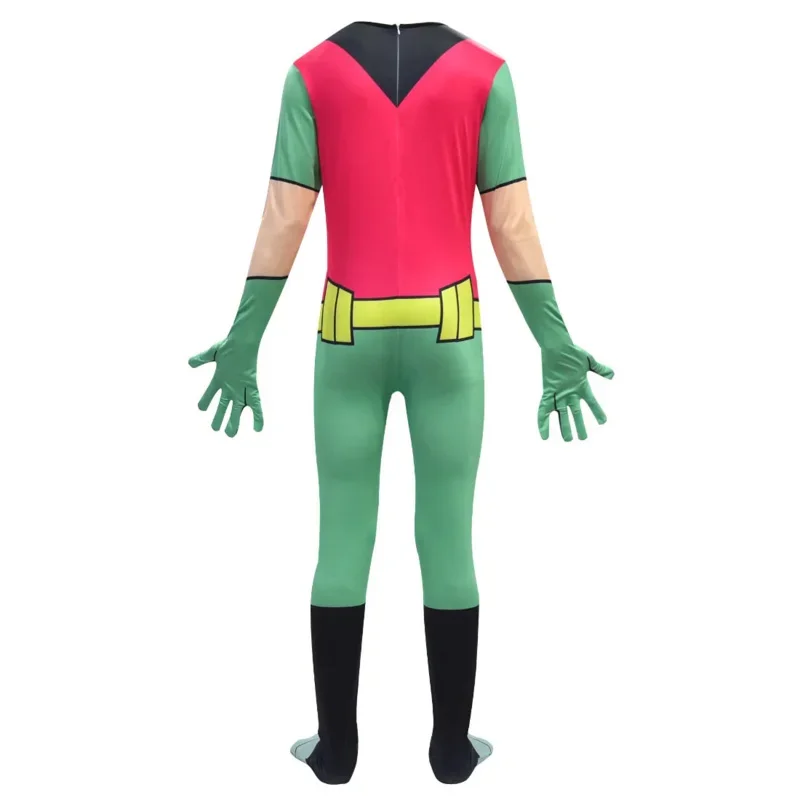 New 2025 Halloween Costumes for Kids T-Teen T-Titans Go Robin Cosplay Boys Girls Bodysuit cloak Cartoon Superhero Carniva wat158