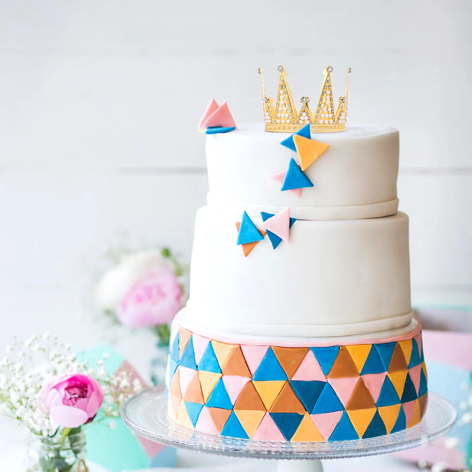 

Pearl Crown Hair Accessory Alloy Material Elegant Design for Wedding Bride Headdress Party Cake Decoration Gift Baking Toppers