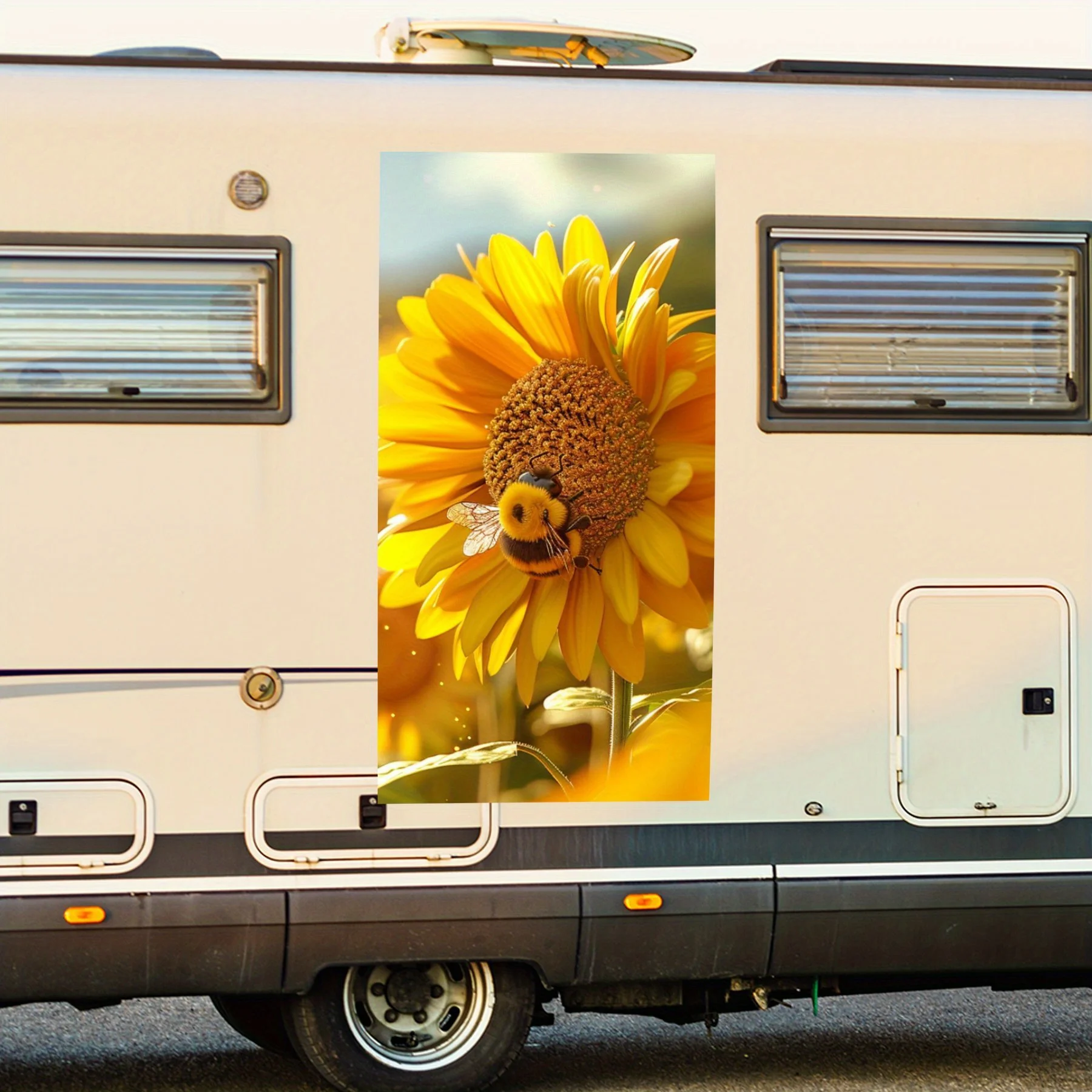 

Виниловая наклейка «Подсолнух и пчела» для двери автомобиля на колесах, водонепроницаемые самоклеящиеся виниловые наклейки, декоративная защита автомобиля